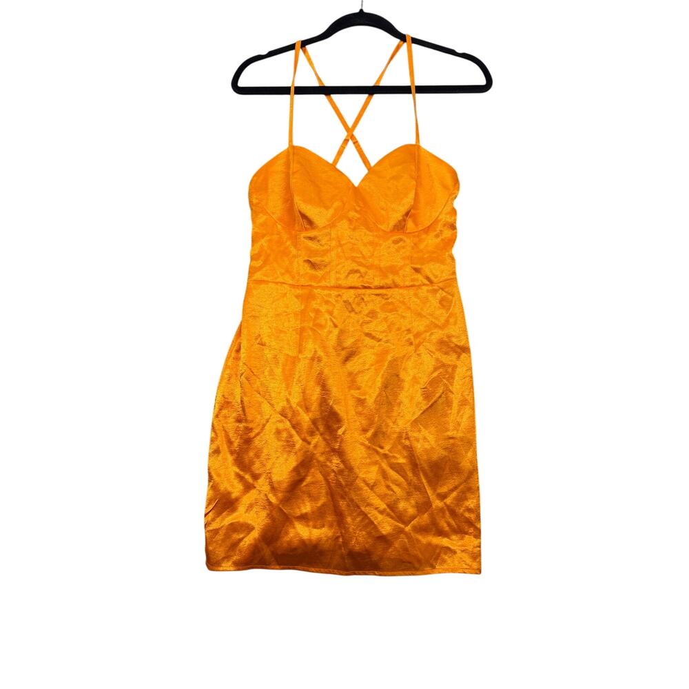 Wild Fable Women's Orange Sleeveless Corset Satin Bodycon Dress - Medium - NWT